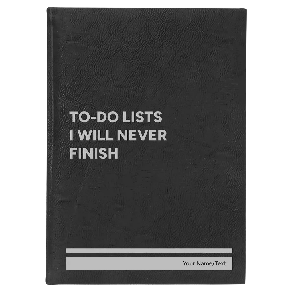 Personalized TO DO List Leatherette Sketch Book (large) | Black/Silver