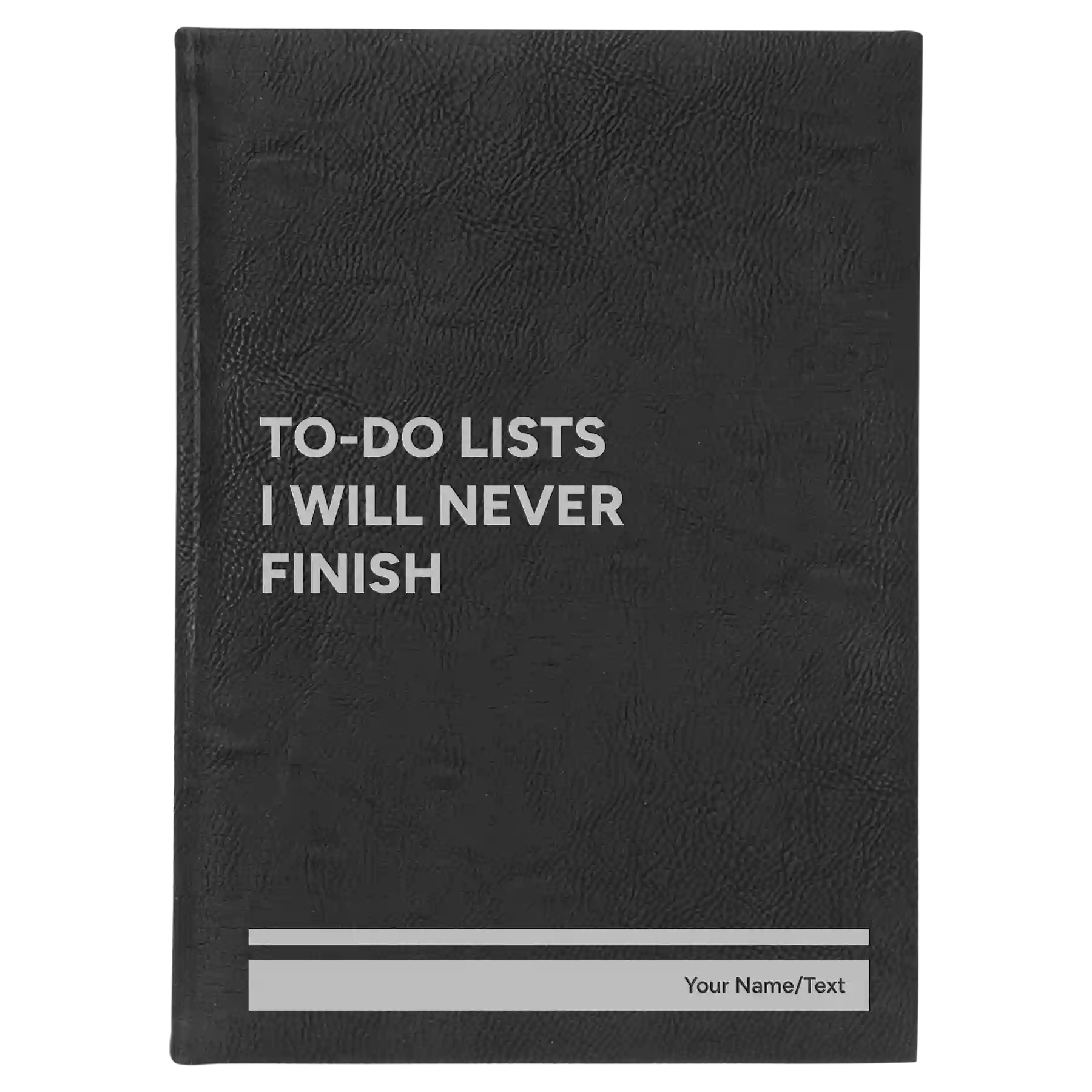 Personalized TO DO List Leatherette Sketch Book (large) | Black/Silver