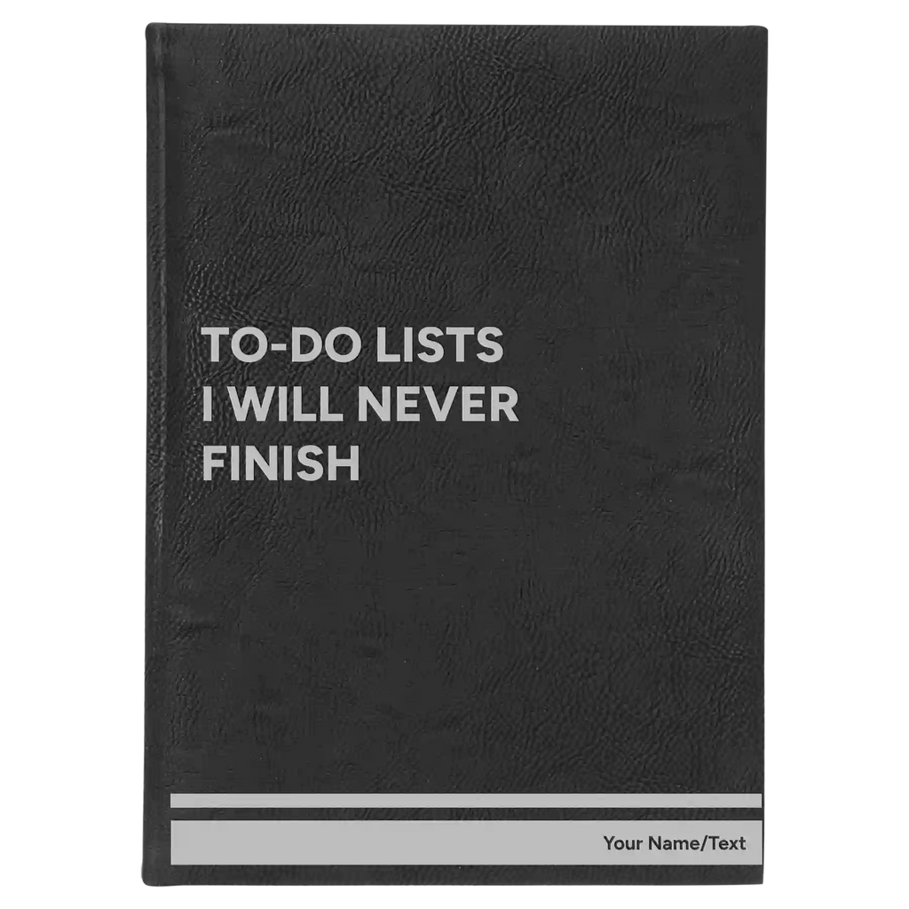 Personalized TO DO List Leatherette Sketch Book (large) | Black/Silver