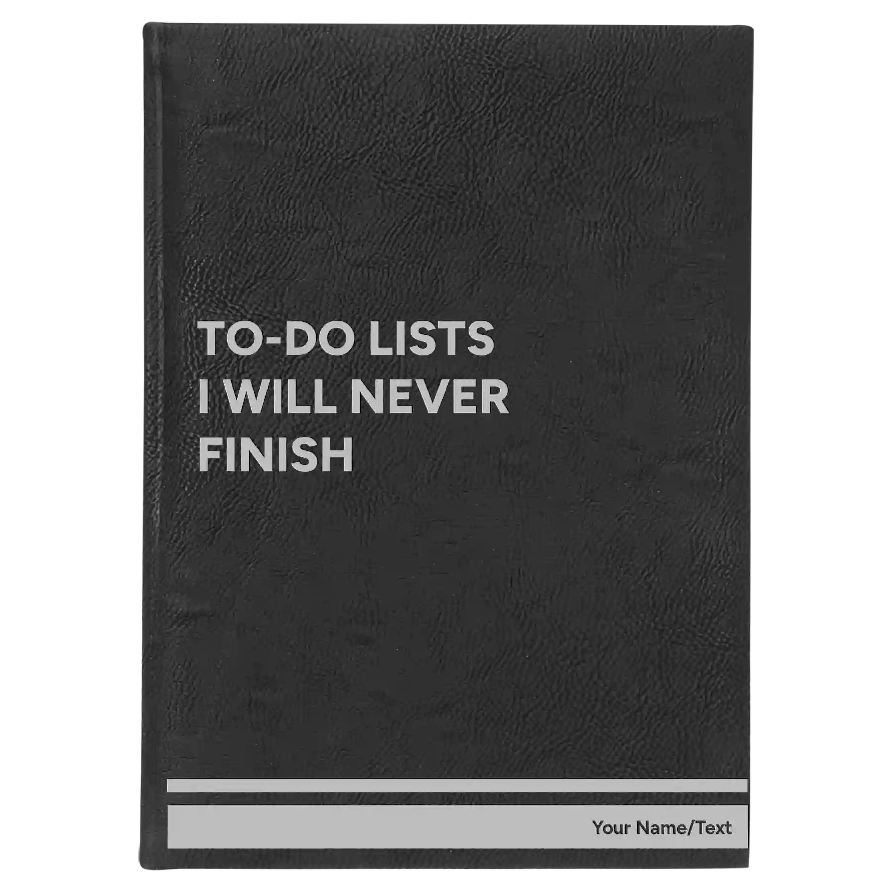 Personalized TO DO List Leatherette Sketch Book (large) | Black/Silver